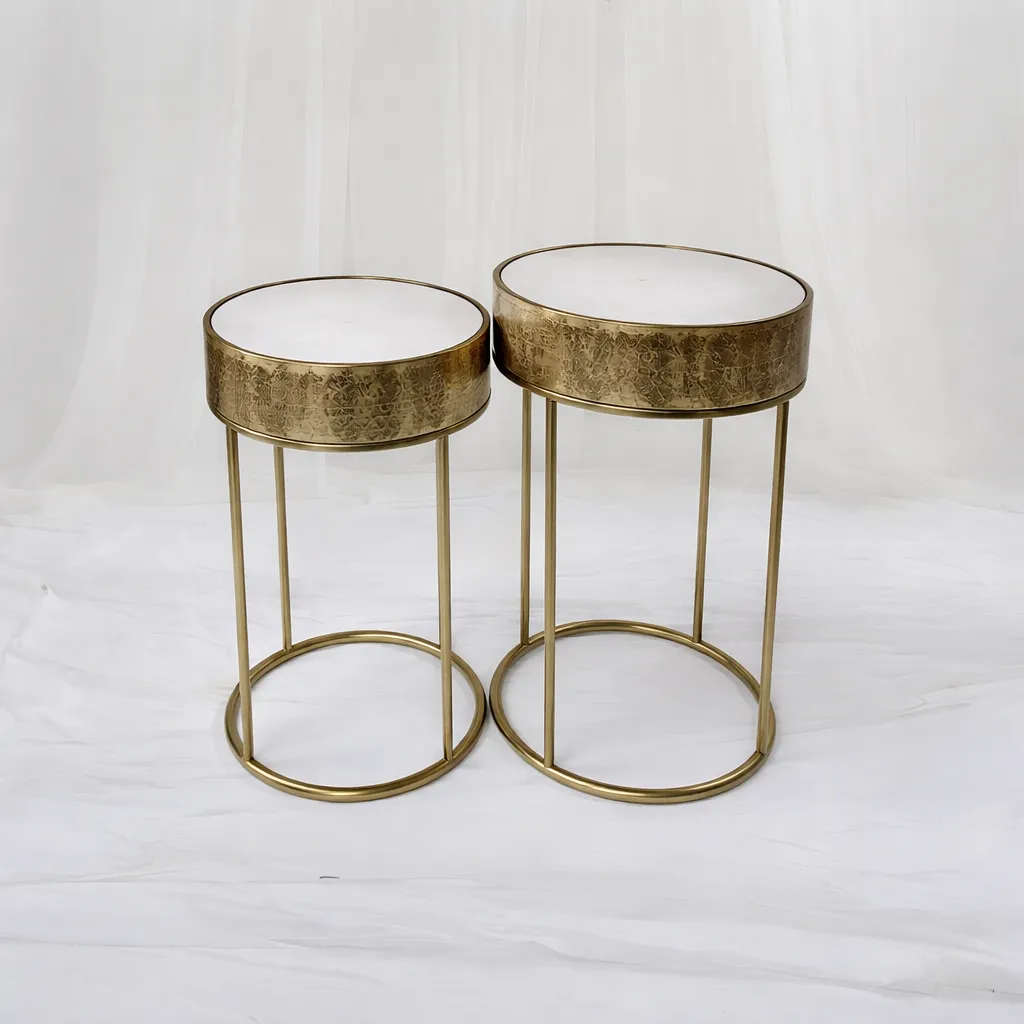 [tab-177] Elegant Gold And Marble Tables
