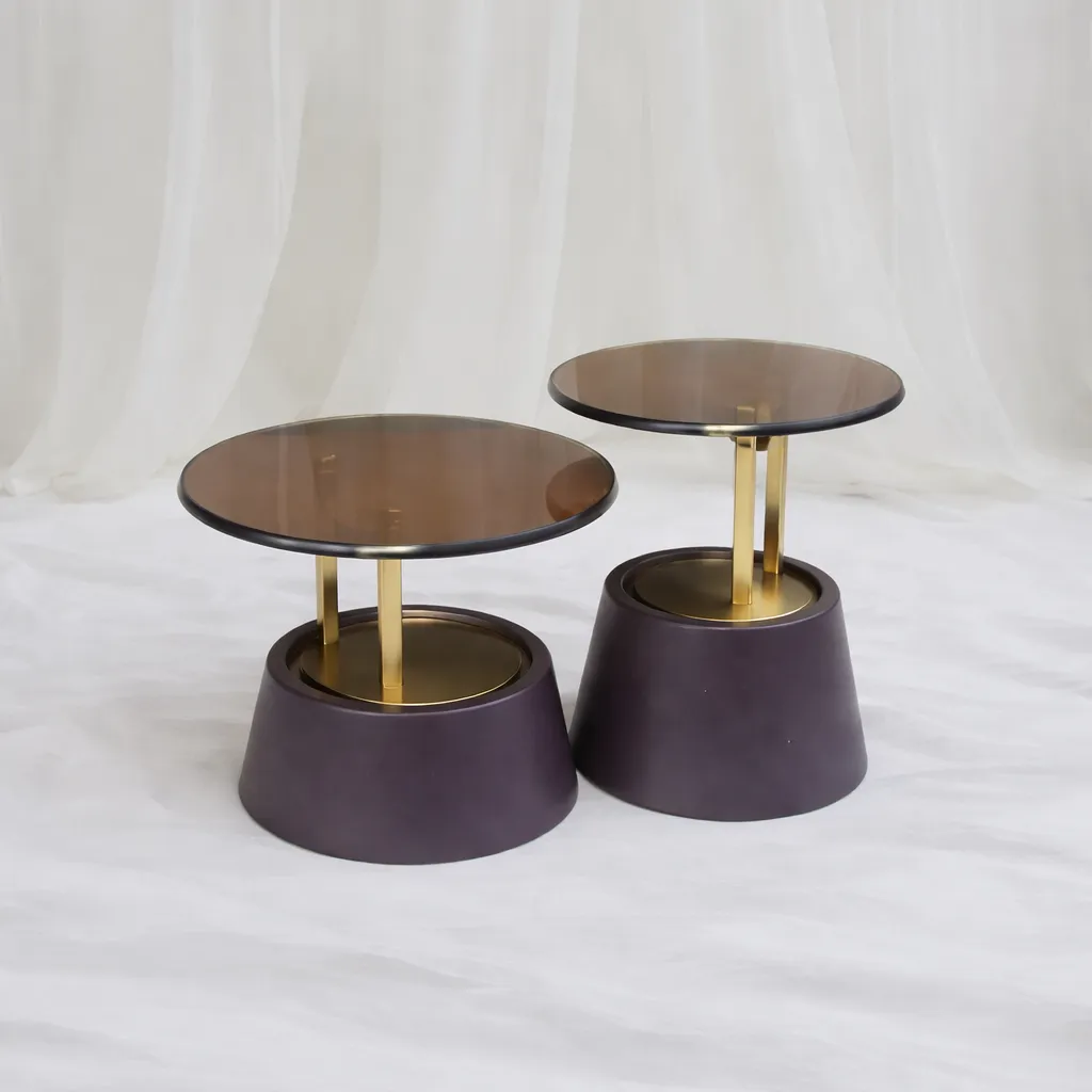 Elegant Nesting Tables With Gold Accents