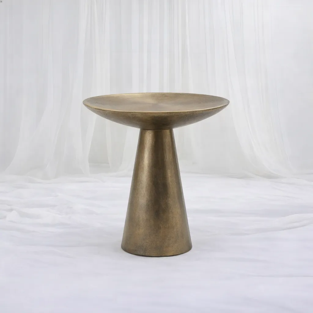 [tab-189] Minimalist Brass Pedestal Side Table