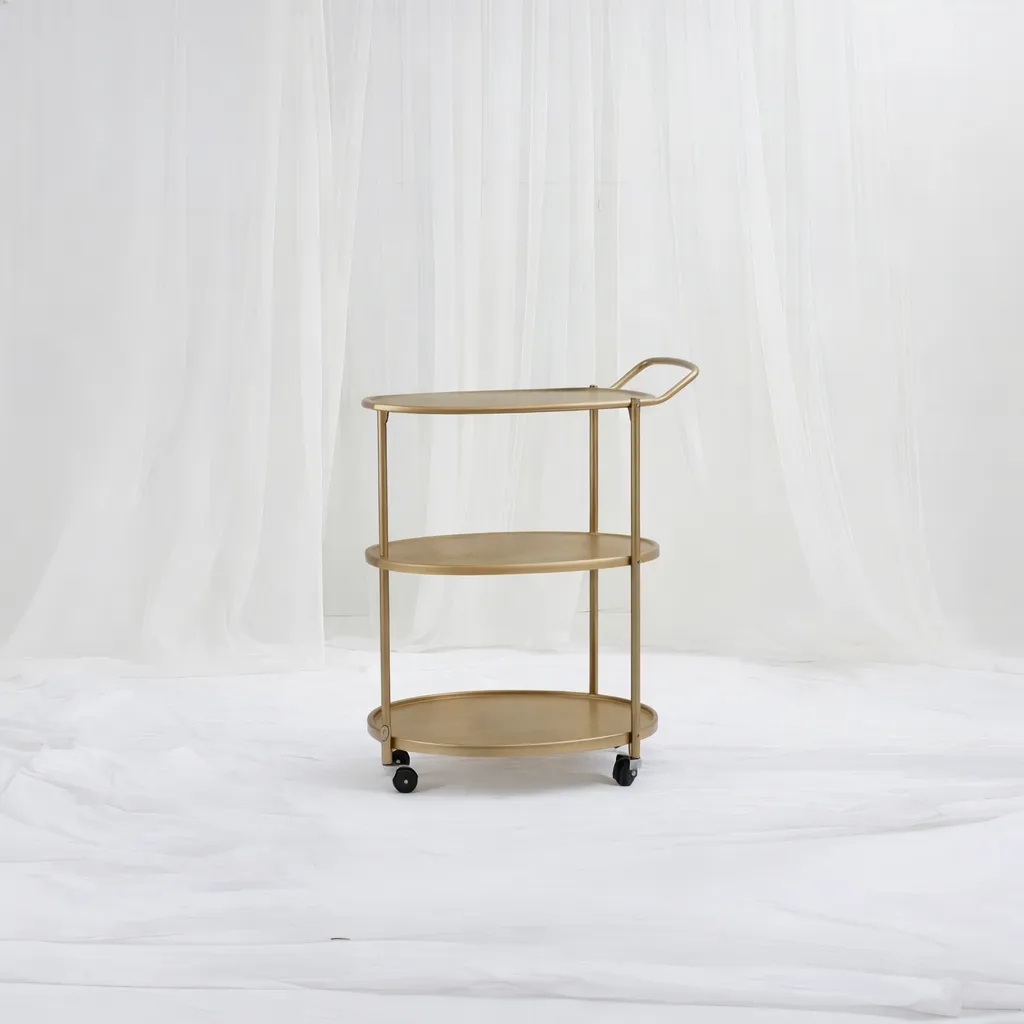 [Tt-240] Elegant Gold Rolling Cart