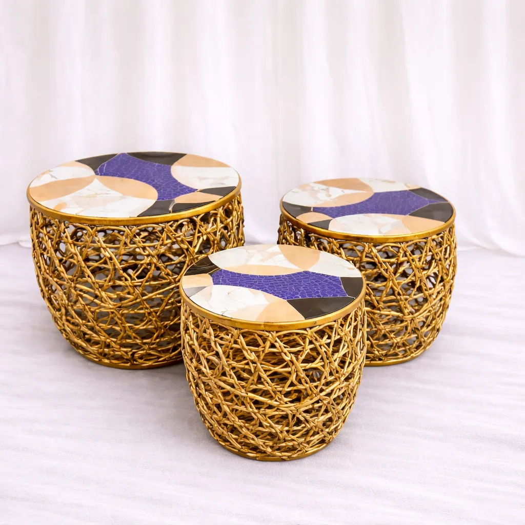 [RT-276] Tulum Basket Stool Set