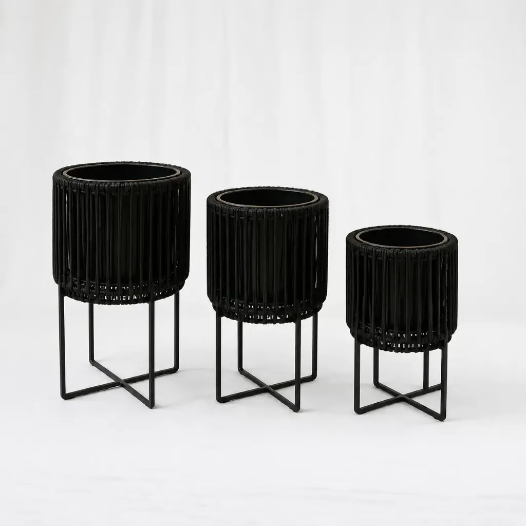[RVP-318-S] Obsidian Planter Stand Set (S: 21*28)