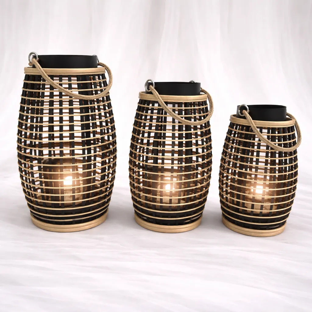 [RLS-400] Monaco Weave Lantern Trio (S: 18*18*34)