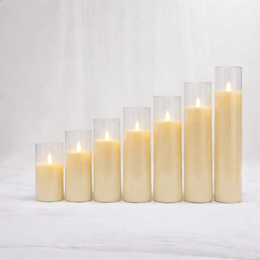 [Cs-446-S] Elegant Row of Flickering Candles (S: 7.5*17.5)