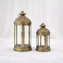 Antique Brass Twin Lantern Set