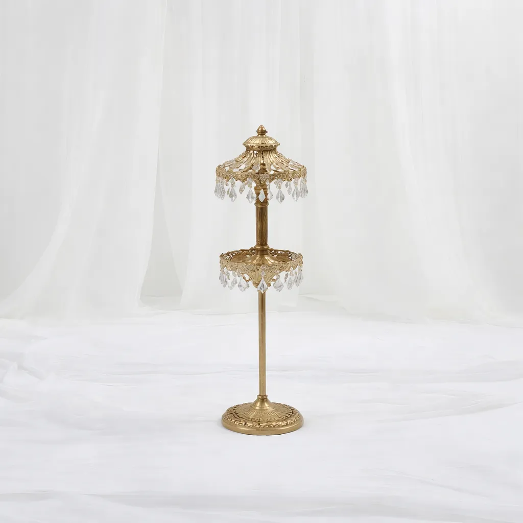 Elegant Antique Crystal Table Lamp