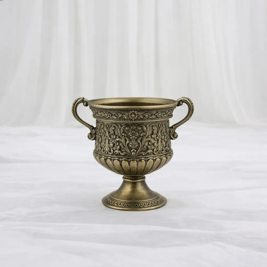 [MI-543] Ornate Antique Brass Urn