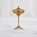 Ornate Brass Pedestal Bowl with Filigree
