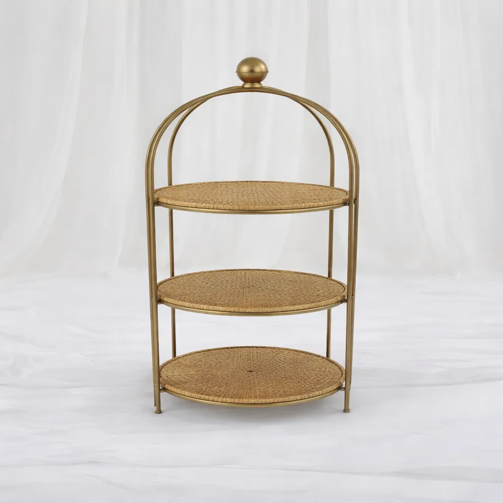 [SW-1028] Elegant Gold Shelving Unit