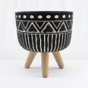 Modern Tribal Etched Tripod Planter