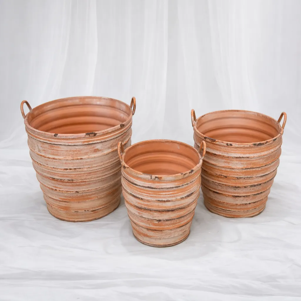 [P-1113] Terracotta Swirl Heritage Planters