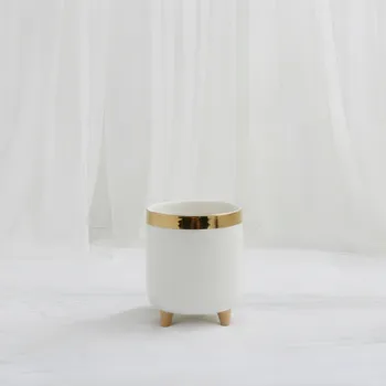 Modern White Ceramic Tripod Planter