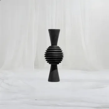 Noir Ribbed Sculptural Vase