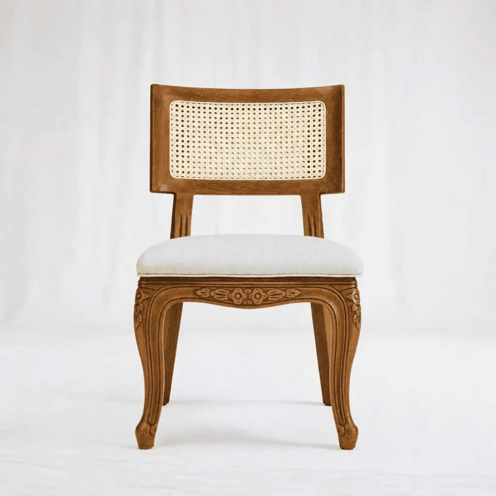 [Ch-069-C1] Cane Royal Lounge Chair (Natural Wood)