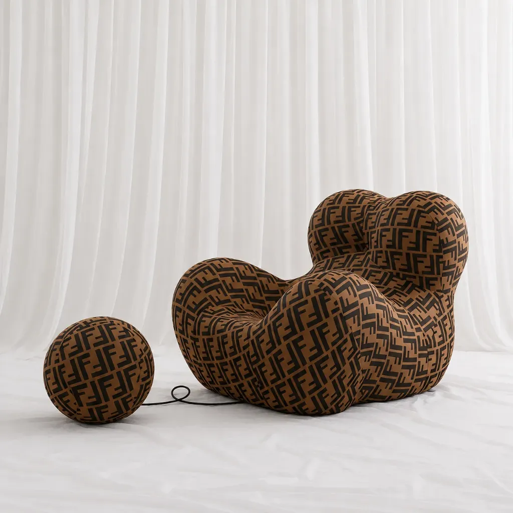 [Ss-173-P2] Pebble Form Lounge Chair (Monogram Pattern)