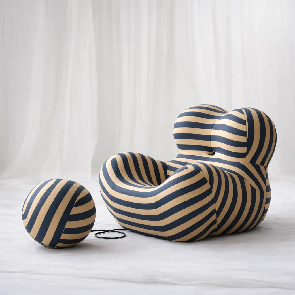 Pebble Form Lounge Chair (Monogram Pattern)