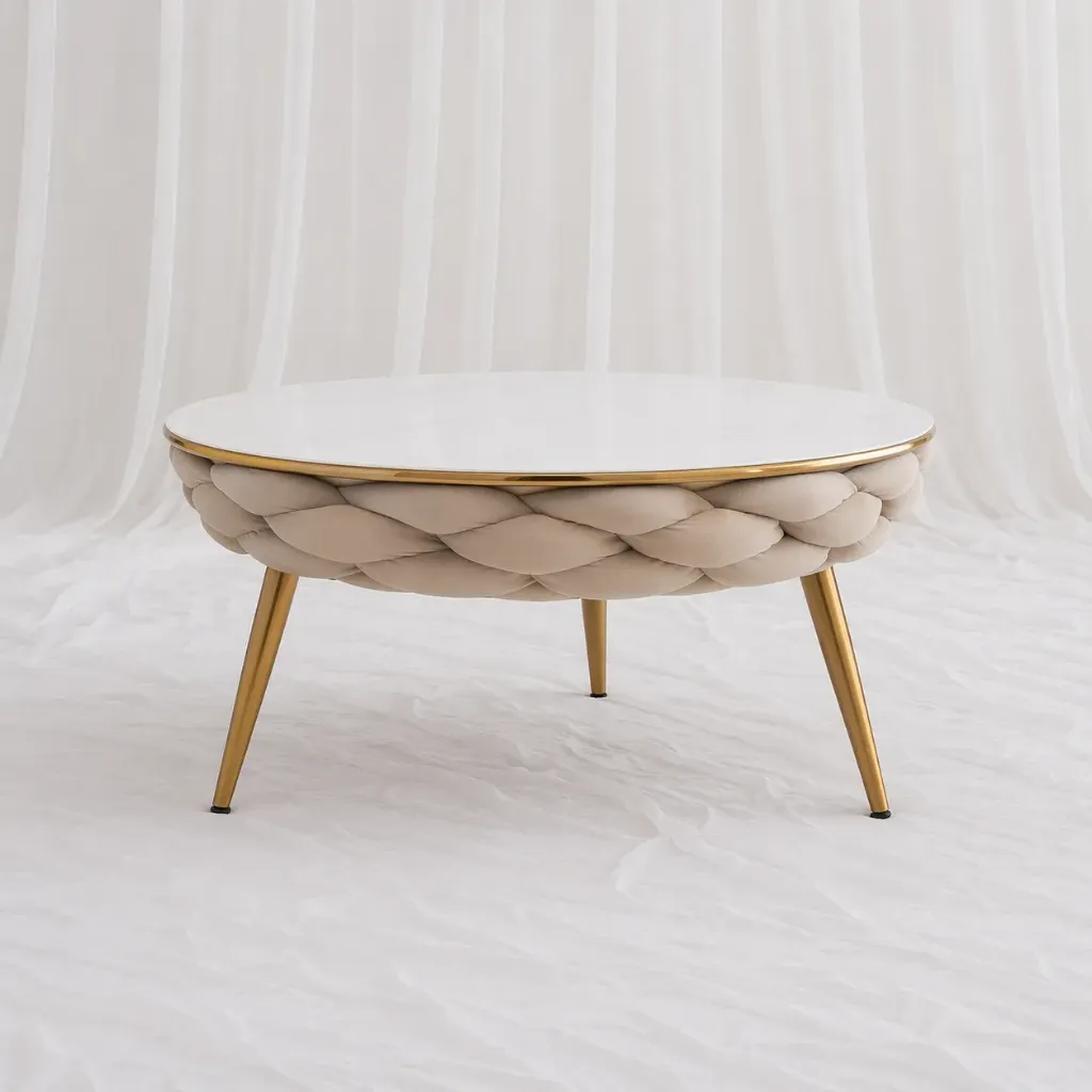[tab-241] Modern Fluted Metal Coffee Table