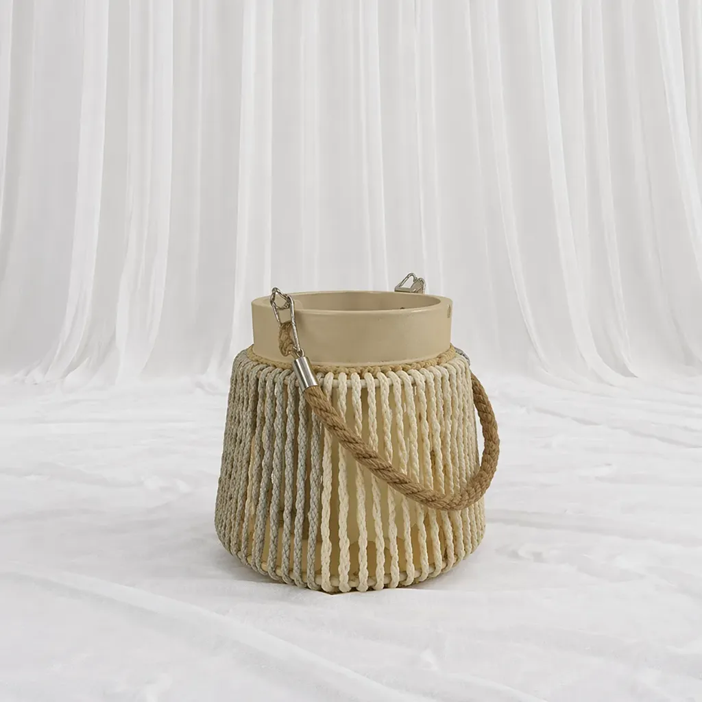 [RB-385] Rustic Handwoven Storage Basket with Fabric Lining