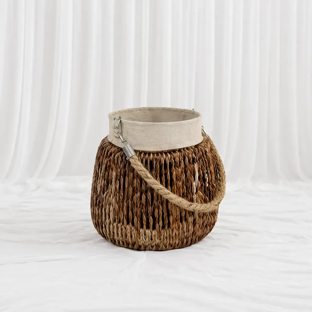Natural Woven Basket with Rope Handle