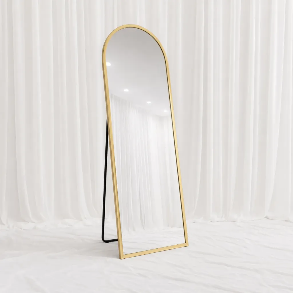 Arched Gold Frame Floor Mirror