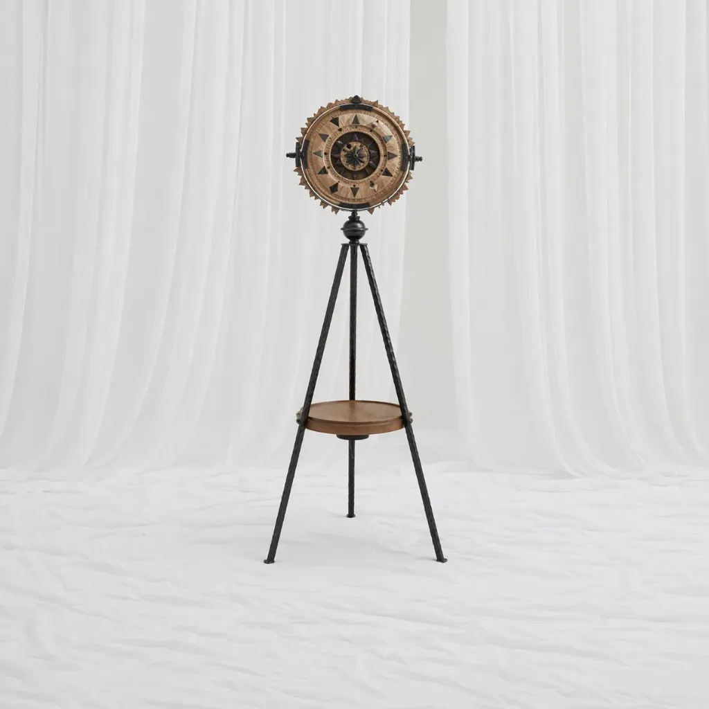 [CC-517] Vintage Tripod Clock with Industrial Stand