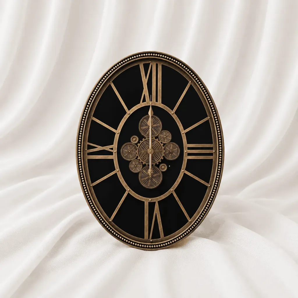 [CC-518] Classic Black & Gold Wall Clock with Roman Dial
