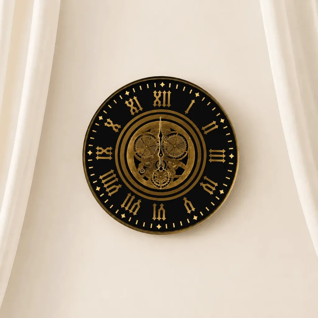 [CC-521] Elegant Black & Gold Roman Numeral Wall Clock