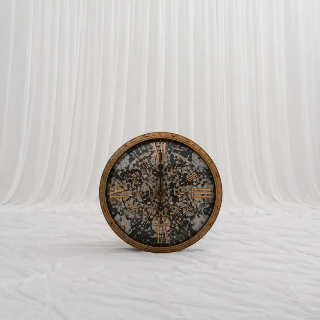 Vintage Patina Wall Clock with Textured Dial