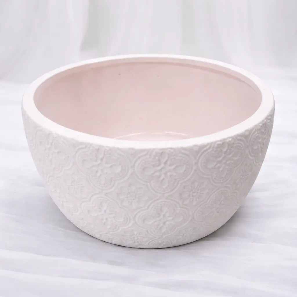 [P-1122] Decorative Matte White Ceramic Bowl