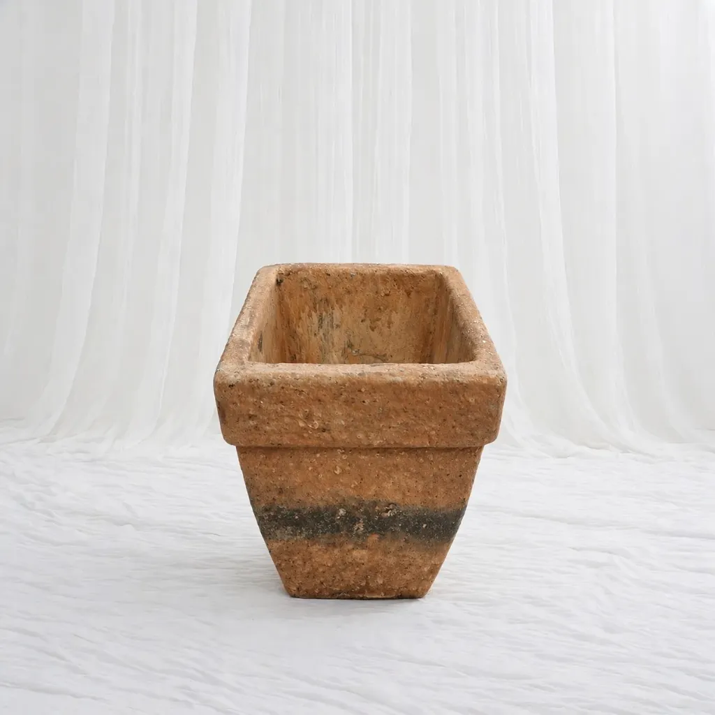 Rustic Stone Finish Square Planter