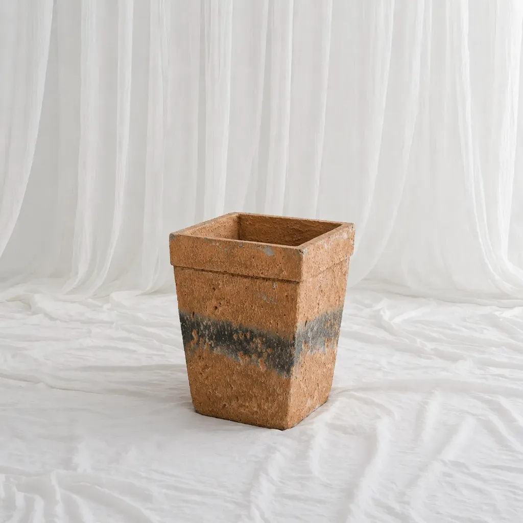 [P-1156] EarthTone Textured Square Planter