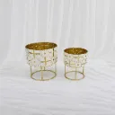 Classic Gold Round Planters with Stand