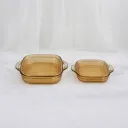Vintage amber Pyrex baking dishes