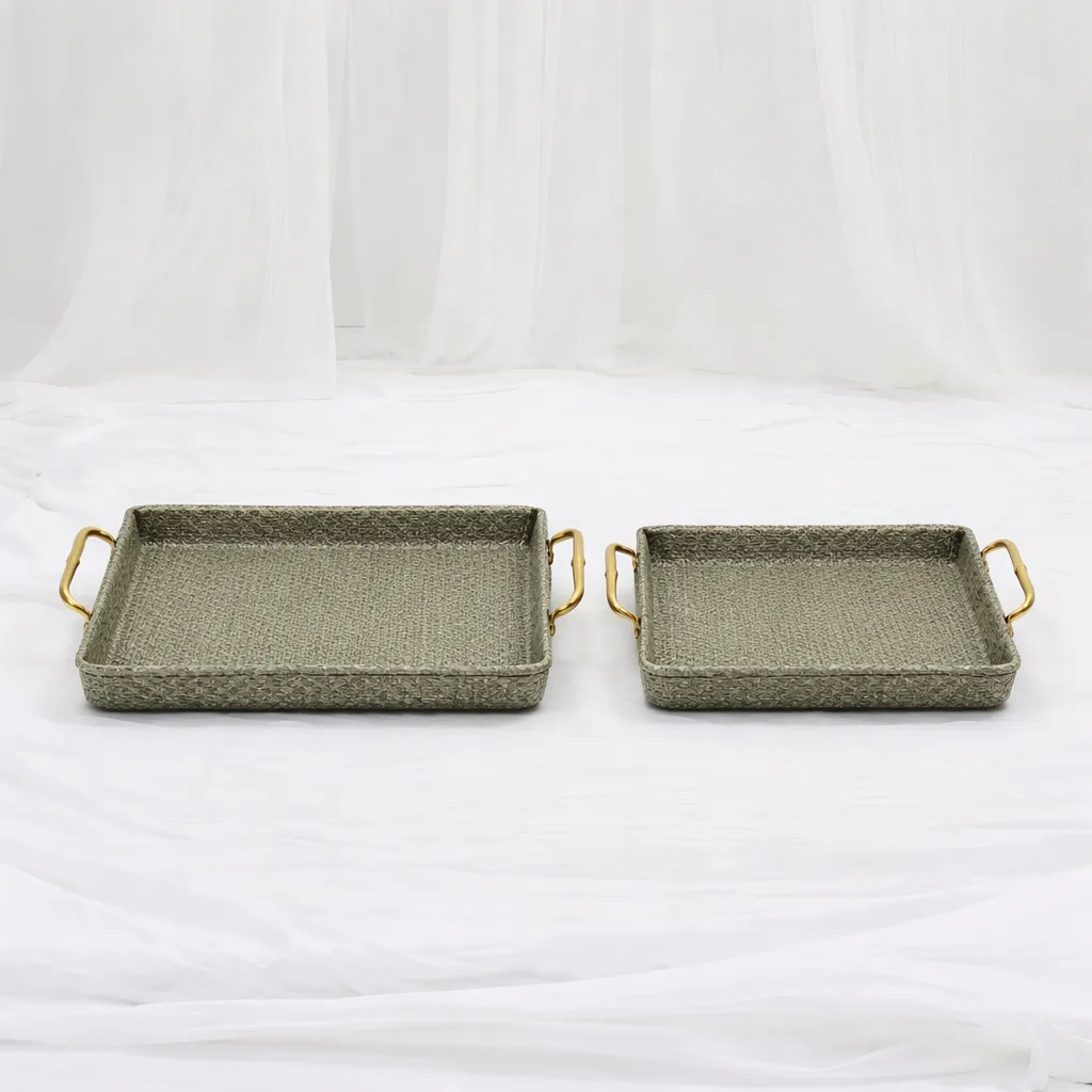 Elegant olive woven trays