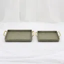 Elegant olive woven trays