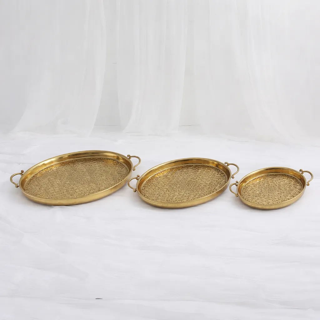 Gilded Trio Serving Tray Set