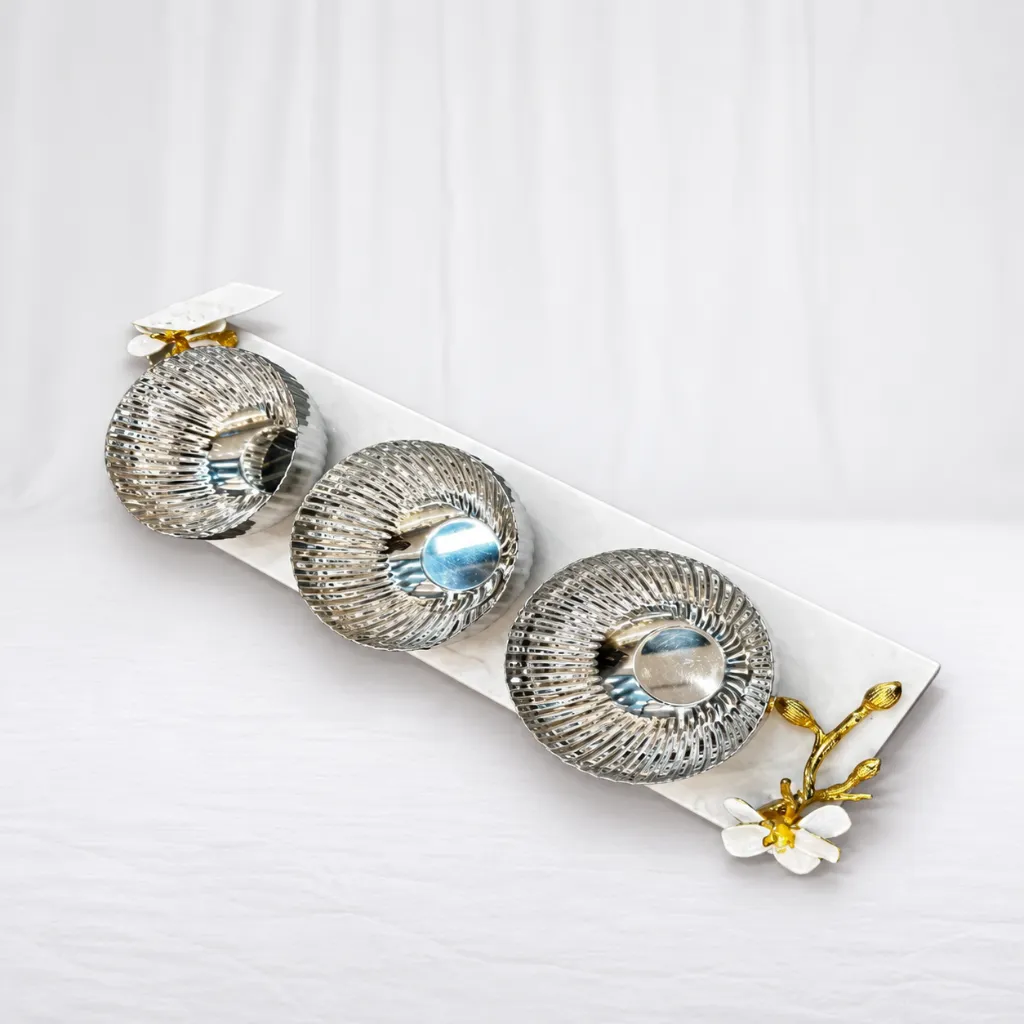 Triple Crystal Dome Decorative Tray