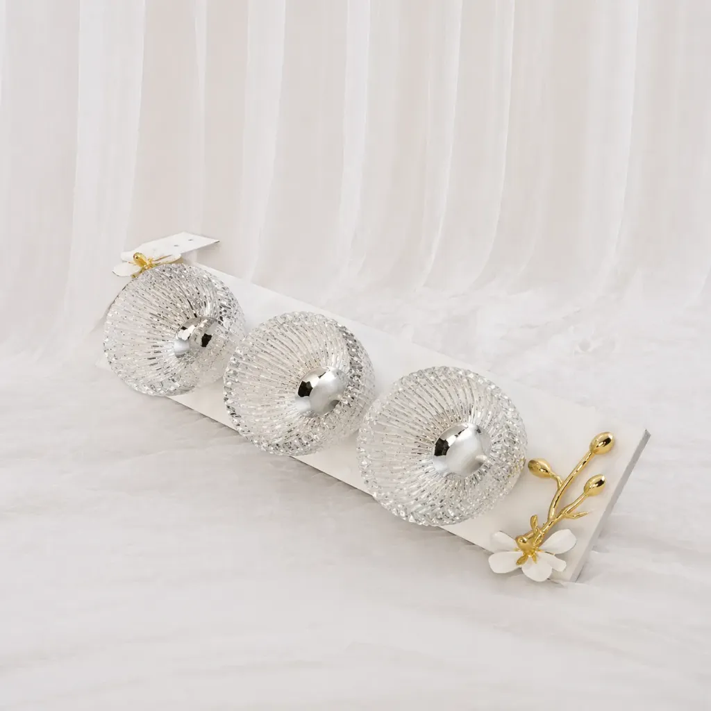 Triple Crystal Dome Decorative Tray