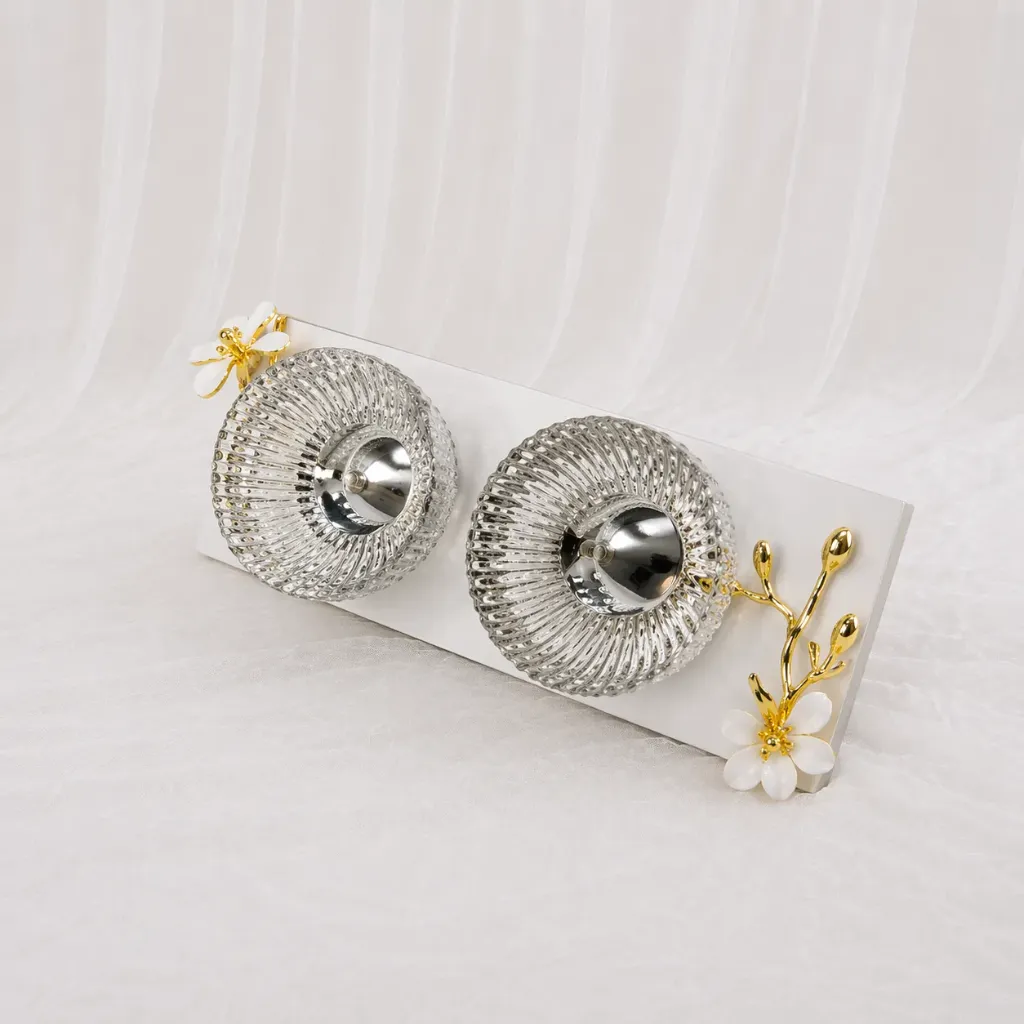 Double Crystal Dome Decorative Tray