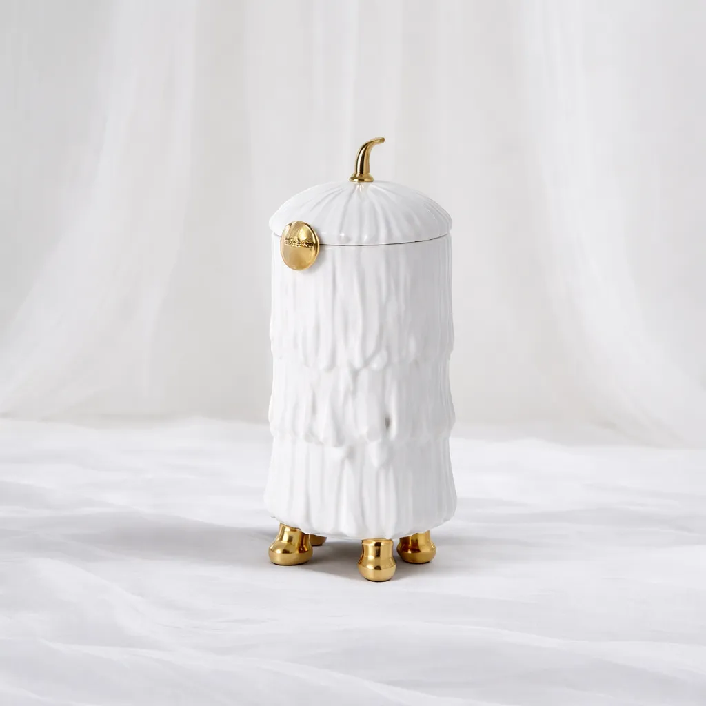 Ivory Vessel with Gold Accents