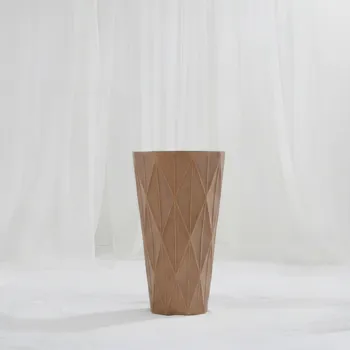 Modern Faceted Terracotta Floor Vase