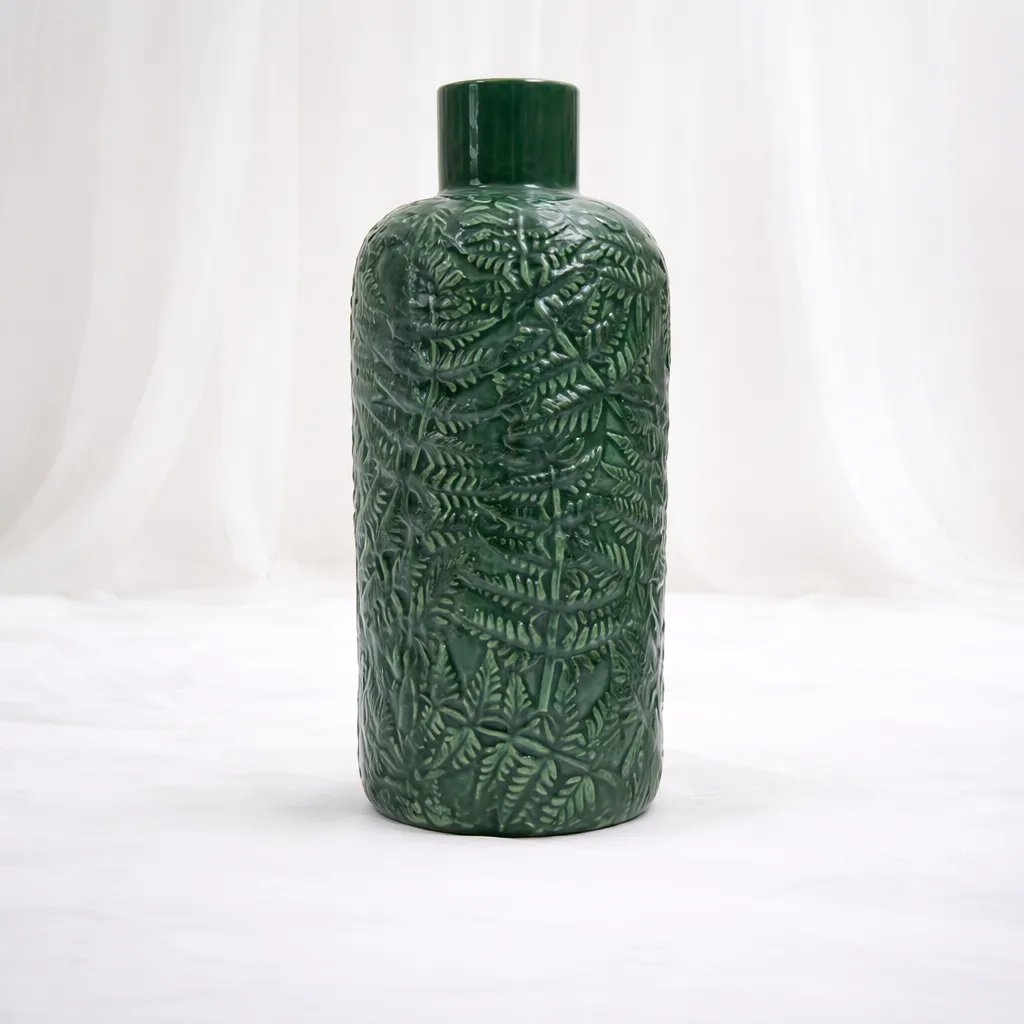 Verde Fern Embossed Vase