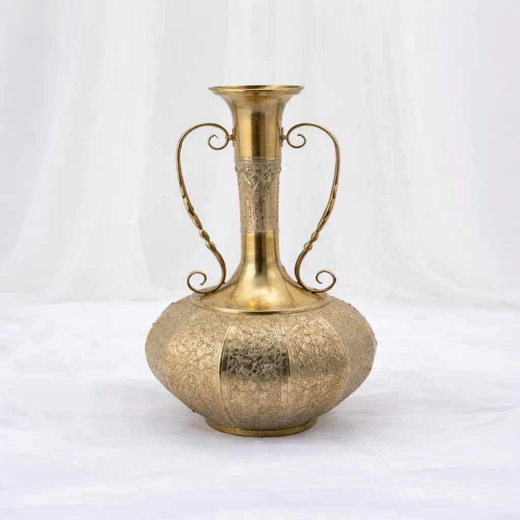 Gold Engraved Dual Handle Vase