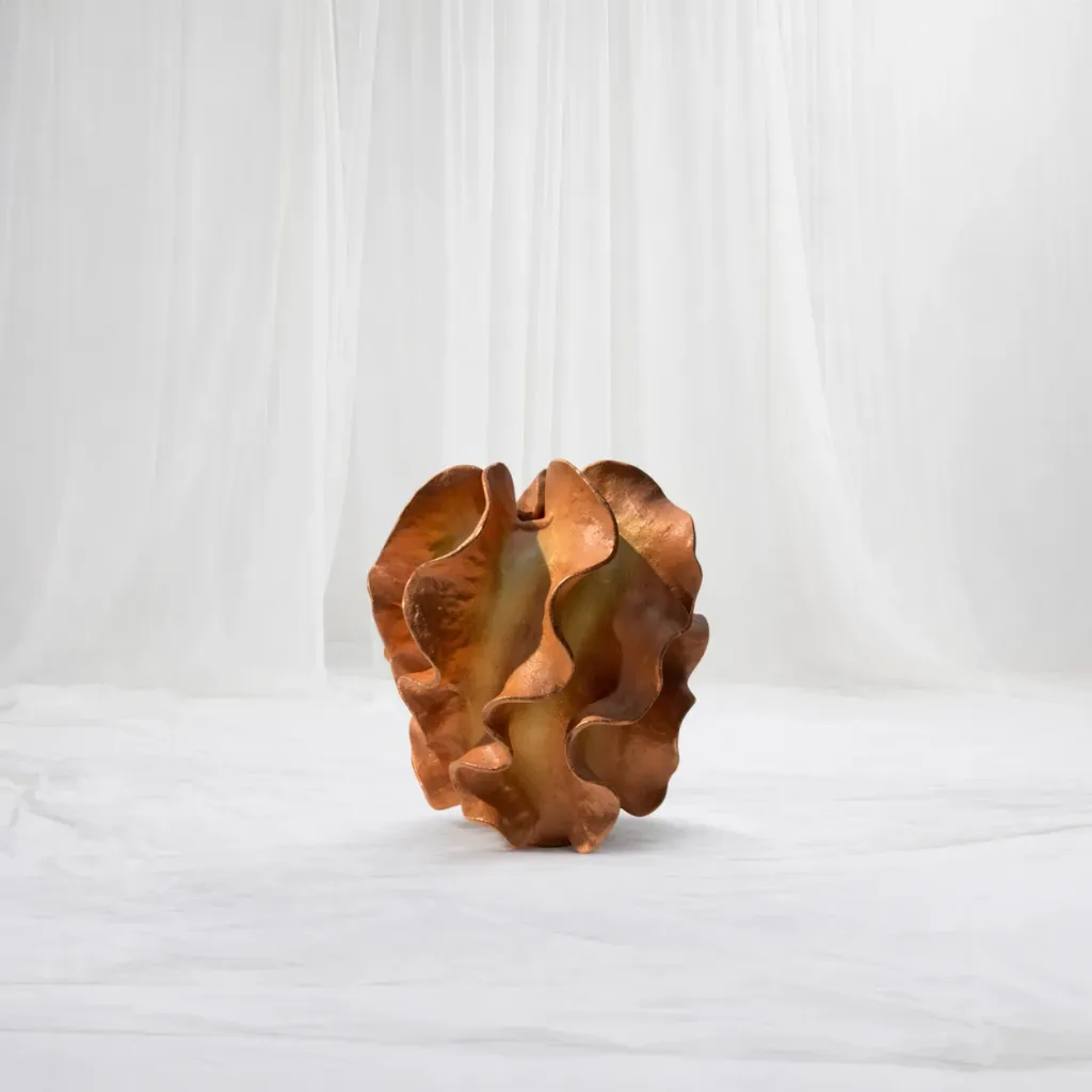 Sculpted Copper Finish Decorative Vase