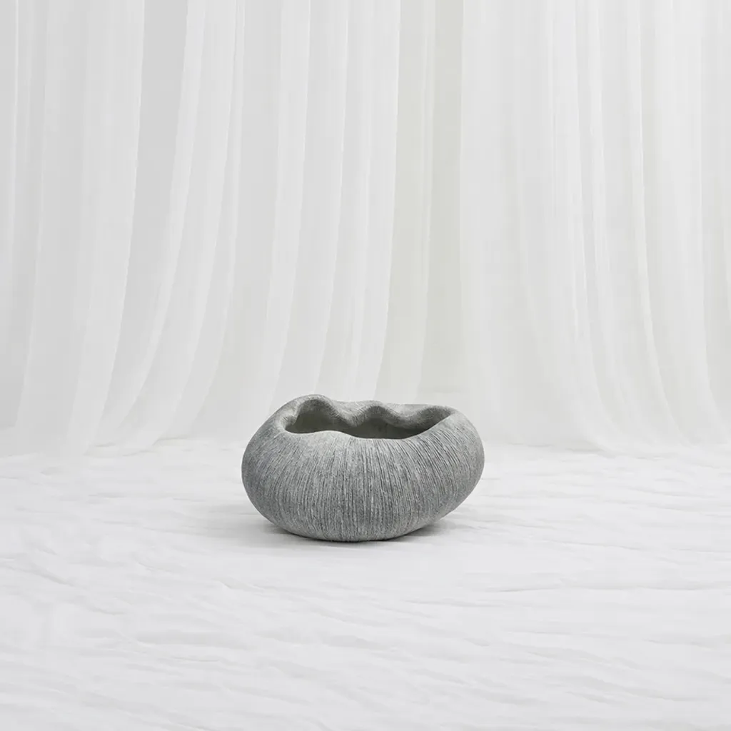 Minimal Grey Textured Bowl Vase