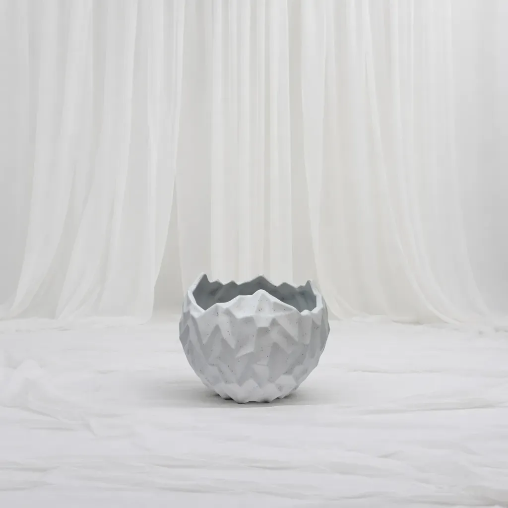 Faceted Silver Decorative Vase