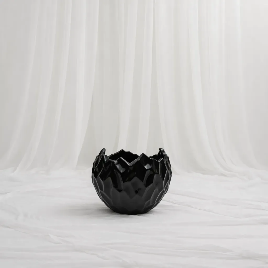 Glossy Black Contemporary Vase