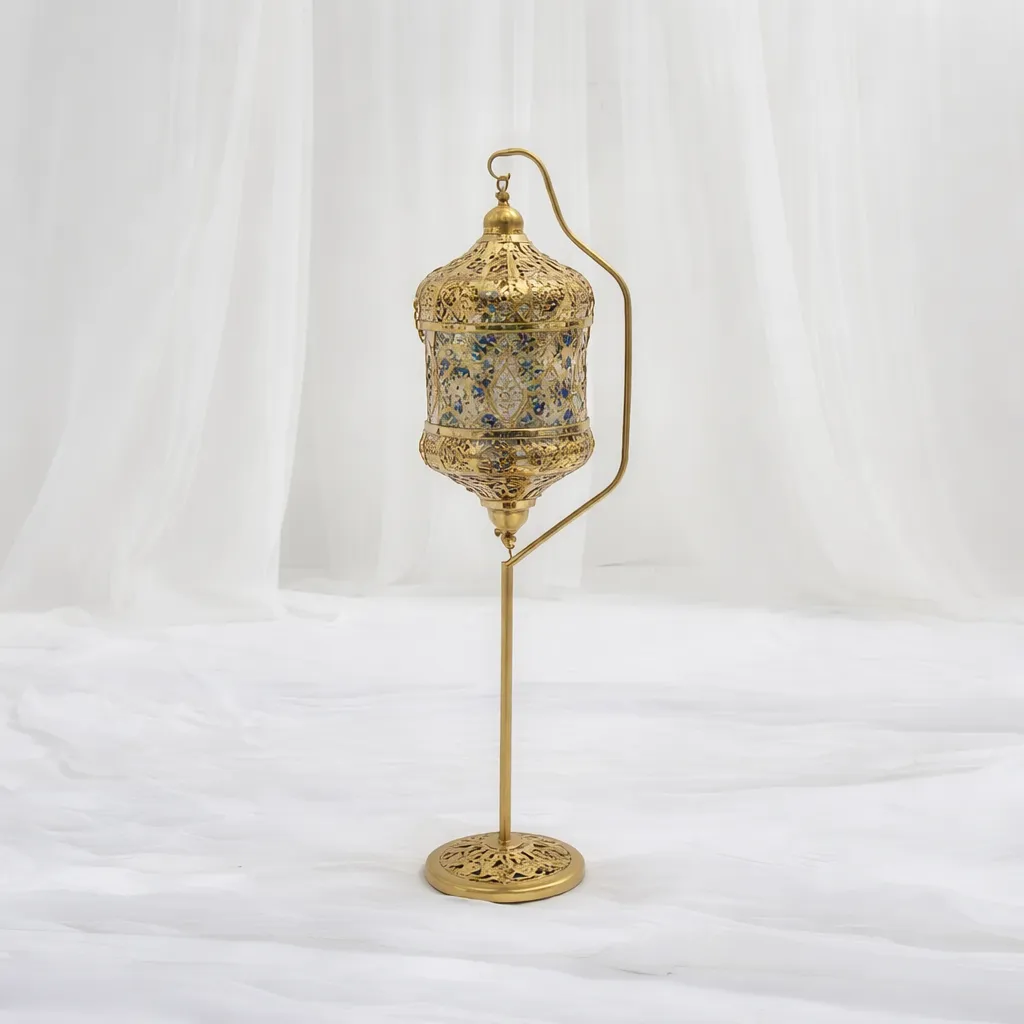 [MI-553] Ornate Gold Hanging Lantern Stand
