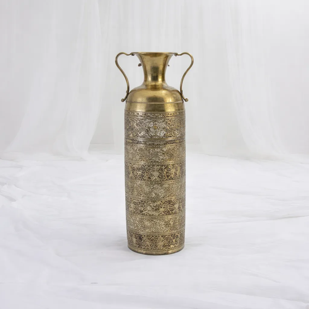 Ornate Gold Engraved Floor Vase