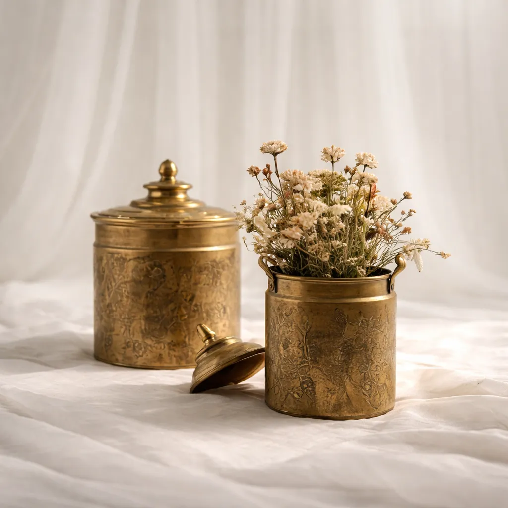 Rustic Brass Storage Jar Set